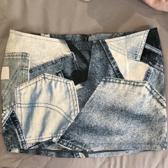 MOTEL XS low waist denim print mini skirt - Picture 3 of 9